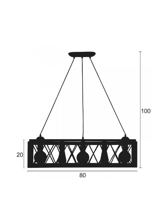 ArkoLight Pendant Light Black with Rope for Socket E27 5x5cm