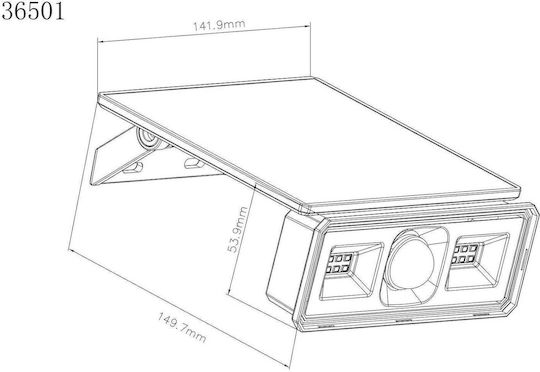 Globo Lighting Wall Mounted Solar Light 5W 500lm Natural White 4000K with Motion Sensor IP65 14.2cmx9cmcm