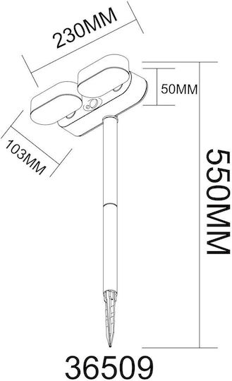 Globo Lighting Spiked Solar Light 7.2W 300lm Warm White 3000K with Motion Sensor IP44 23cmx10.3cmx55cmcm