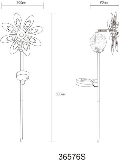 Globo Lighting Spiked Solar Light Flower with Warm White Light 3000K IP44 20cmx9cmx50cmcm