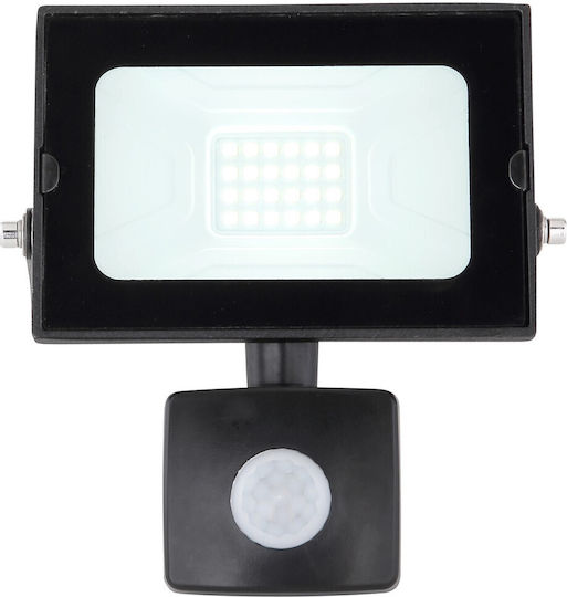 Globo Lighting Στεγανός Προβολέας LED 20W Ψυχρό Λευκό 6000K με Αισθητήρα Κίνησης IP44
