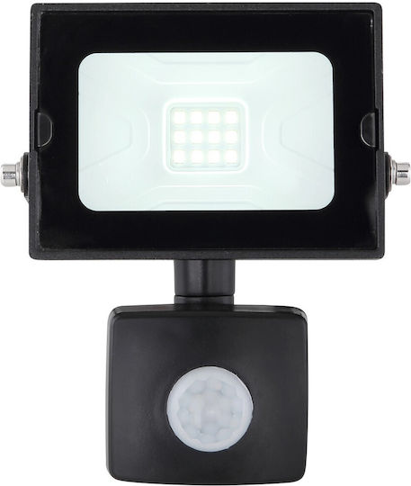 Globo Lighting Στεγανός Προβολέας LED 10W Ψυχρό Λευκό 6000K με Αισθητήρα Κίνησης IP44