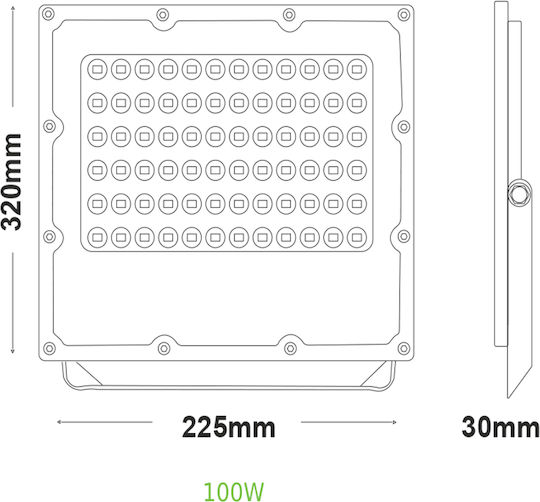 Aca Wasserdicht LED Flutlicht 100W Kaltweiß 6000K IP65