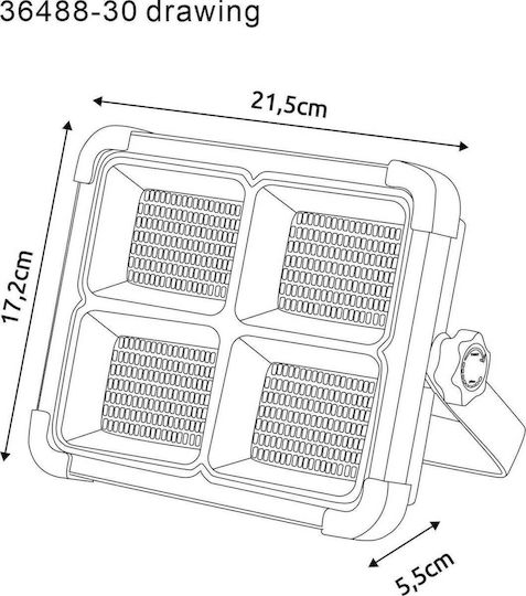 Globo Lighting Στεγανός Ηλιακός Προβολέας LED 30W Φυσικό Λευκό 4000K IP44