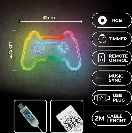 Forever Light Neon Διακοσμητικό Φωτιστικό Gamepad LED RGB