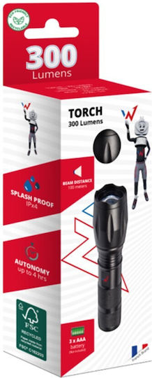 Wonder Rechargeable Flashlight LED IP44 with Maximum Brightness 300lm Black
