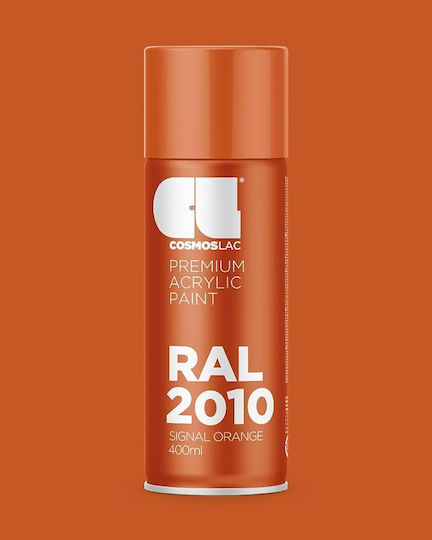 Cosmos Lac Spray Paint Premium Acrylic with Metallic Effect Signal Orange RAL 2010 400ml