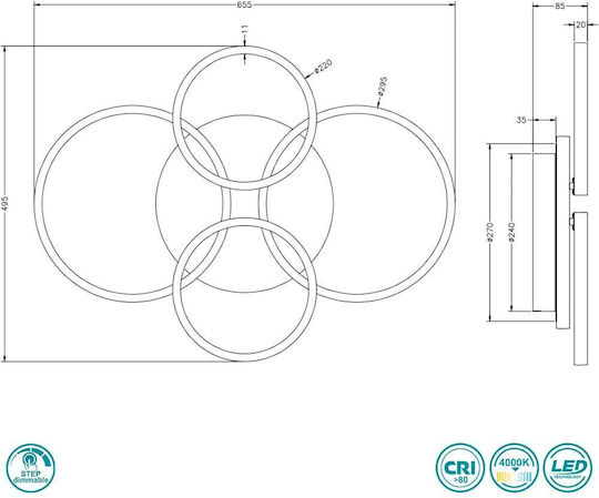 Trio Lighting Plafonieră de Tavan Argintiu cu LED Integrat