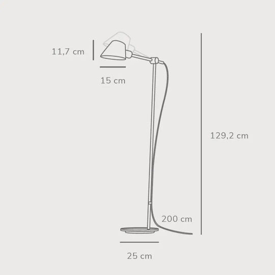 Nordlux Stay Floor Lamp H135xW25cm. with Socket for Bulb E27 Black