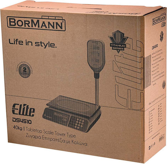 Bormann Electronic Retail Scale with Column with Weighing Capacity of 40kg and Division 10gr