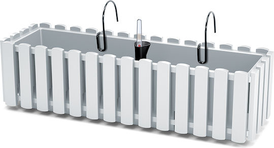 Prosperplast Boardee Fence W planter Self-watering Planter Box Plastic White 38x18x16.2cm.