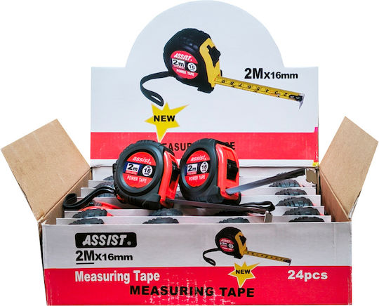 Assist Assist Метрическа лента с автоматично връщане 16мм x 2м