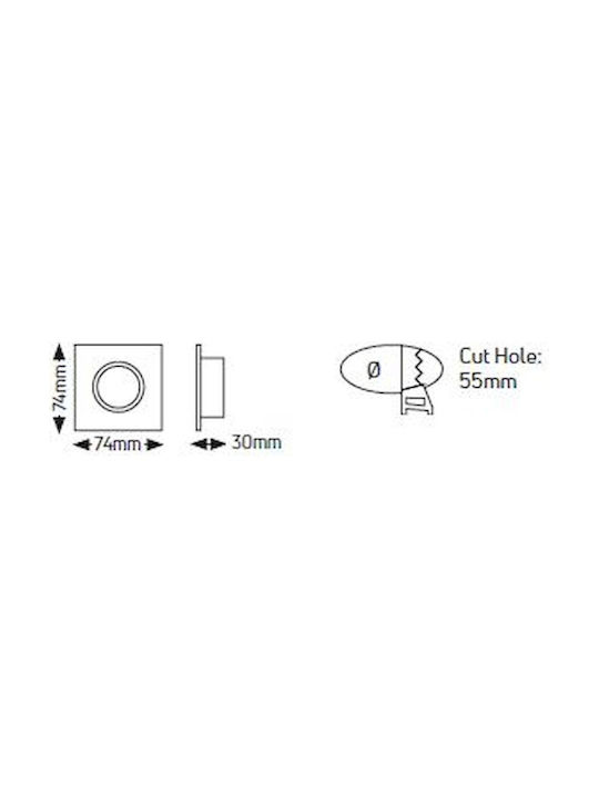 Geyer Square Metallic Recessed Spot with Socket GU10 Silver 7.4x7.4cm.