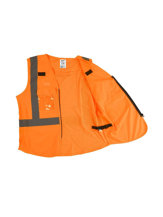 Milwaukee Men's Safety Vest with Reflective Film Orange Construction site