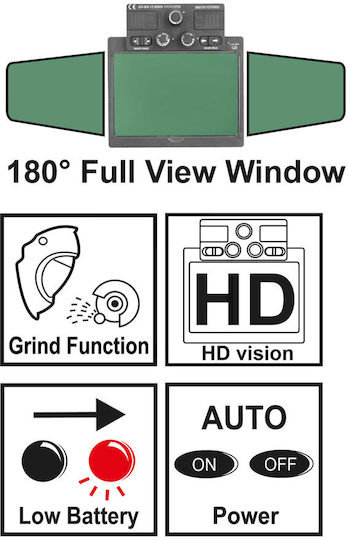 Ingco Electronic Welding Helmet Optical Field 100x67mm Panoramic Orange