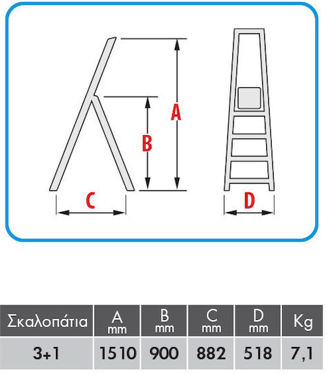 Bulle Ladder Aluminum with 3+1 Steps