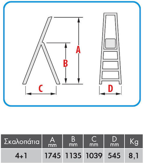Bulle Ladder Aluminum with 4+1 Steps