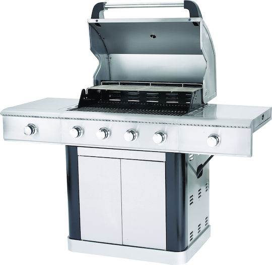 Elite BBQ5500 Газово Барбекю Чугунена Решетка 71брx49.5брсм. с 6 бр 22.5кВт и Страничен Нагревател Инфрачервена