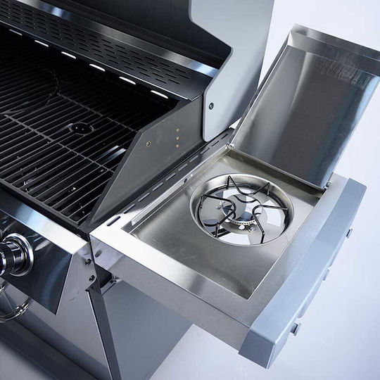 Elite BBQ5040 Grătar pe gaz Din fontă Grătar 60bucx45buccm cu 3 buc 10.8kW și Arzător Lateral