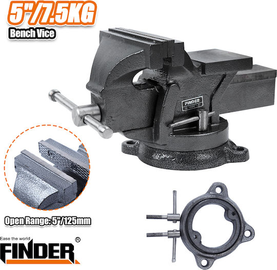 Finder Фиксирана Μέγγενη Πάγκου с Максимално Отваряне 127mm