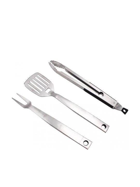 Bormann BBQ1007 Set von 3 BBQ-Werkzeugen mit Spatel, Tranchiergabel und Zange 024422