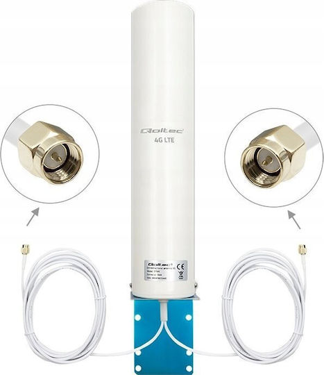 Qoltec 57045 Extern Wi-Fi-Antenne 4G Rundstrahlantenne 12dBi mit SMA-Anschluss