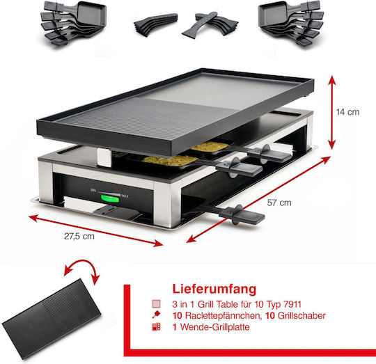 Solis Tischplatte Elektrogrill Aluminium Glatte und Geriffelte Platte 1500W mit einstellbarem Thermostat 53cmx24cmcm