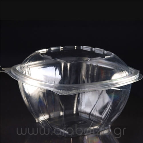 Lux Plast Πλαστικό Σκεύος μιας Χρήσης PET με Ενσωματωμένο Καπάκι και Χωρητικότητα 250ml Διάφανο 100τμχ