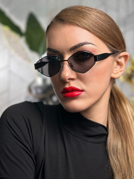 SeeVision Damen Sonnenbrille mit Schwarz Metall Gestell und Schwarz Linse