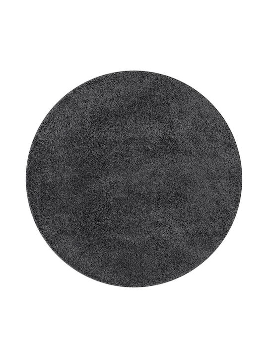 vidaXL Antiderapant Covor De exterior Rotund Black Grey