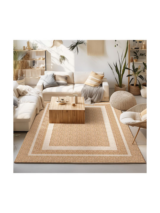 Beauty Home Rutschfest Wohnzimmer Teppich Rechteckig Weiß Beige 67x150cm
