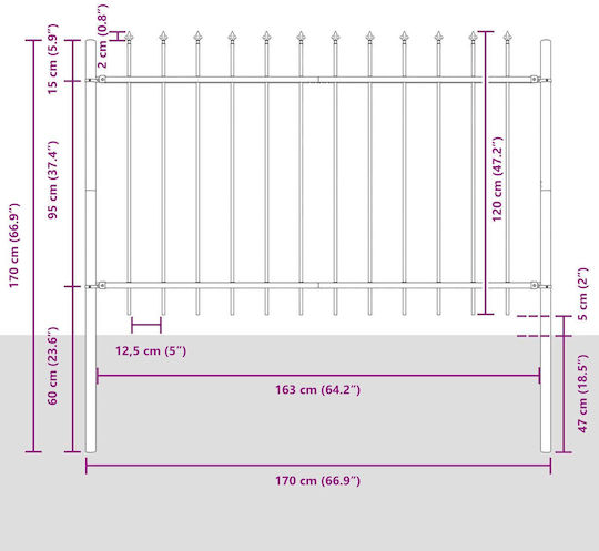 vidaXL με Λόγχες σε Γκρι Χρώμα 1.7x1.2m 6τμχ