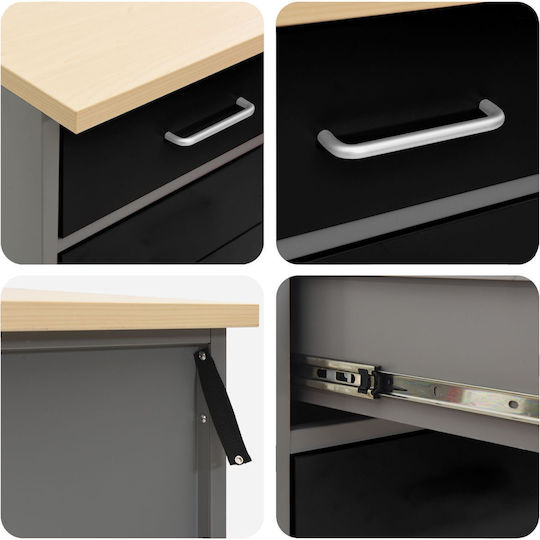 Vidaxl Work Cabinet 4 Pieces Black Gray Engineered Wood Steel Black