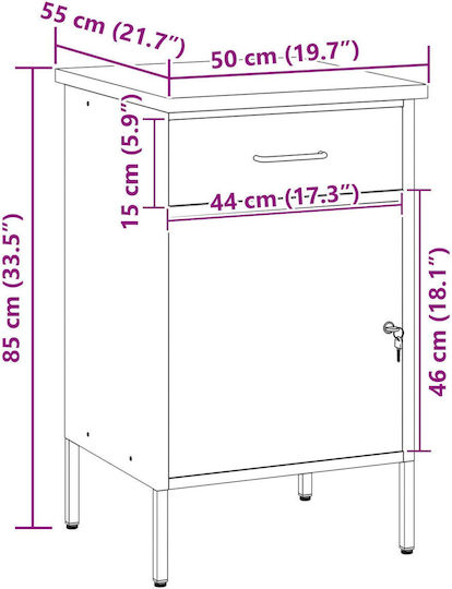 Vidaxl Arbeitsschrank Schwarz 50x55x84 cm Stahl