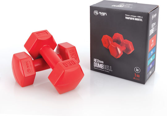 AMILA Dumbbell Set Hexagonal Vinyl 2 x 1kg