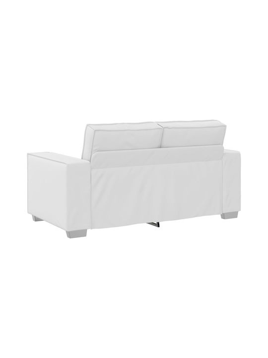 Two-Seater Couch Artificial Leather White 160x78x84cm
