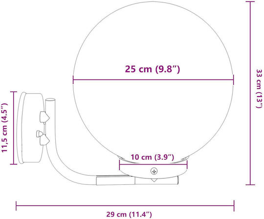 vidaXL Επιτοίχιο Εξωτερικό Φωτιστικό IP44 29x25x33εκ.