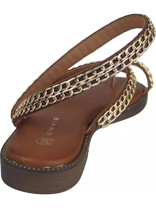Women's Flat Sandals in Brown Color