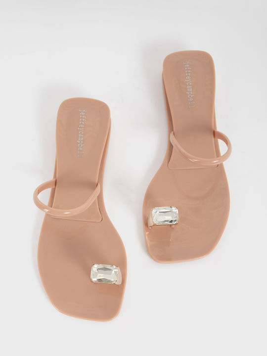 Women's Flat Sandals in Beige Color