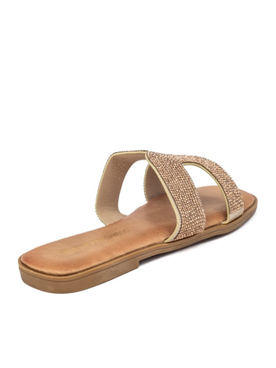 Women's Flat Sandals in Gold Color