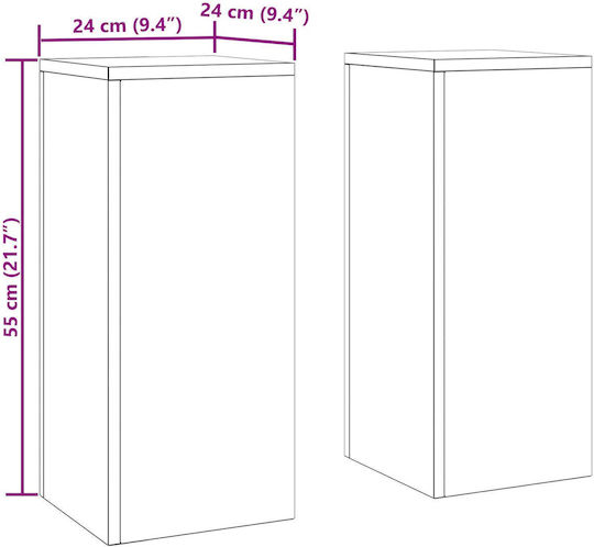 vidaXL Ανθοστήλες Μεταλλικές Καφέ 24x24x55εκ. 2τμχ