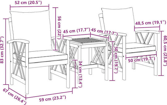 Garten- und Outdoor-Möbelsets Typsatz Wohnzimmer 3 Stücke Creme mit Kissen