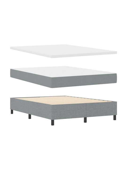 Double Upholstered Bed with Fabric Gray with Slats & Mattress 140x190cm