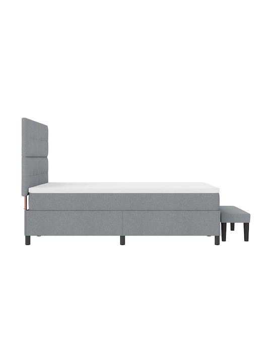 Double Upholstered Bed with Fabric Gray with Slats & Mattress 140x190cm