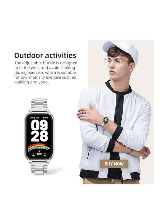 Brățară Metalică Pentru Xiaomi Smart Band 9 Active Redmi Smart Band 3 Curea Smart Watch Band Argintiu
