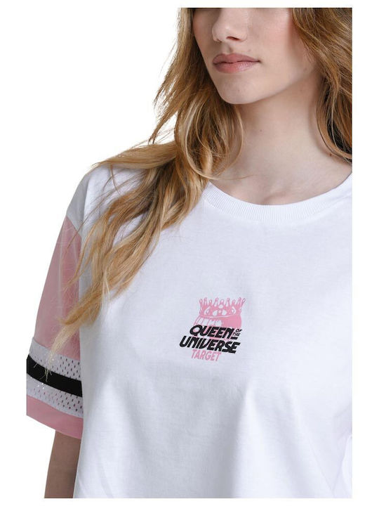 Damen Crop Top Kurzarm Weiß