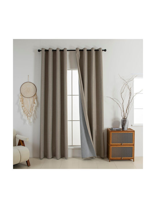 Beauty Home Blackout Curtain With Grommets Elite Art 8392 Beige 140x270cm