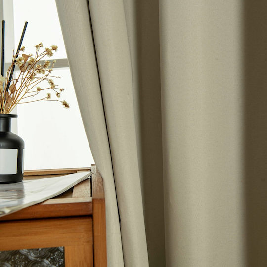 Beauty Home Затъмняваща Пердета с Копчета Soft Art 8391 Бежова 140x270см