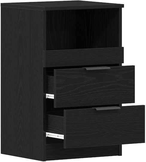 Wooden Bedside Table Black Oak 40x35x65cm