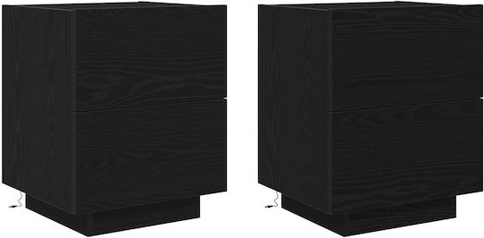Bedside Tables Made of Solid Wood Black Oak 2 Pieces 45x40x55cm